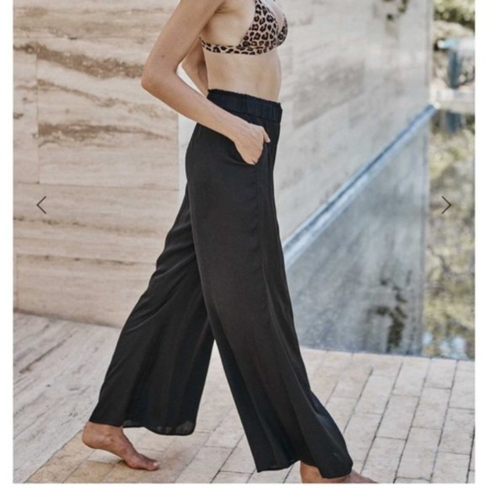 SUMMERSALT Perfect Palazzo Pant Black Silky Size S